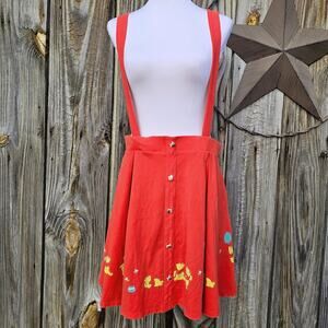 Skirtall Suspender Skirt Winnie Pooh Bees Disney Plus Size 3X Orange Red Stretch